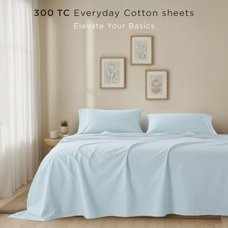 Threadmill Cotton Twin XL Sheet Set | 100% Cotton Sheets for Twin XL Size Bed | Solid Sateen Twin XL Bed Sheets Set with 16â€ Deep Pocket | Soft Breathable 3-Piece Cooling Sheets | Light Blue - Image 2
